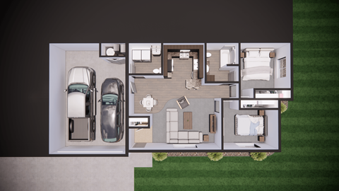 Floor plan for 2 beds, 1.5 baths, 1100 sqft